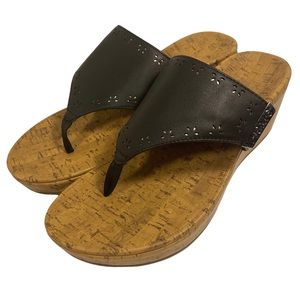 Vionic Anitra Women’s Comfort Cork  Thong Wedge Sandals Slides Shoes Sz 11